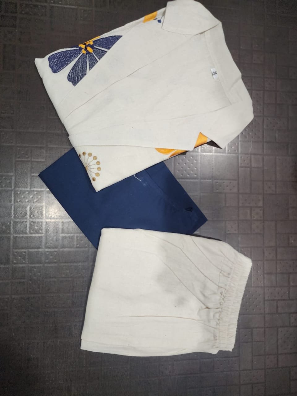 Vibrant Three-Piece Embroidered Cotton Ensemble